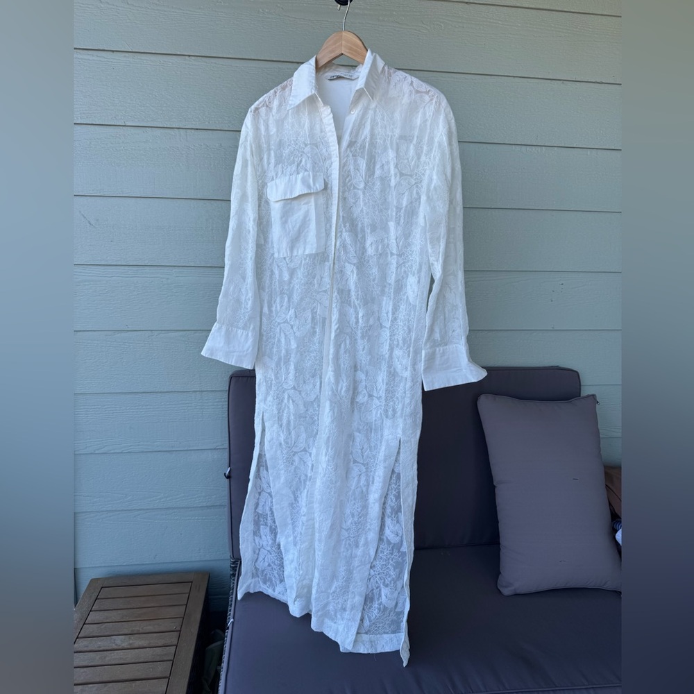 NWOT Zara White Long Sleeve Lace Dress